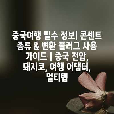 중국여행 필수 정보| 콘센트 종류 & 변환 플러그 사용 가이드 | 중국 전압, 돼지코, 여행 어댑터, 멀티탭