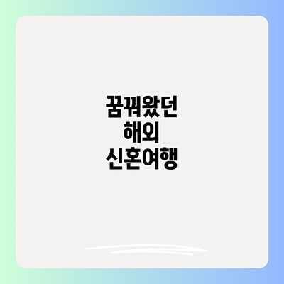 꿈꿔왔던 해외 신혼여행