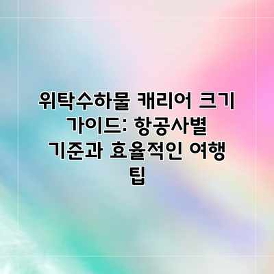 위탁수하물 캐리어 크기 가이드: 항공사별 기준과 효율적인 여행 팁 위탁수하물 캐리어 크기 가이드: 항공사별 기준과 효율적인 여행 팁