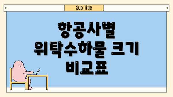 항공사별 위탁수하물 크기 비교표