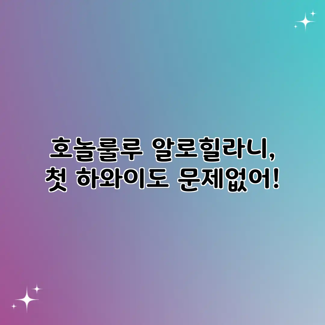 호놀룰루 알로힐라니, 첫 하와이도 문제없어!