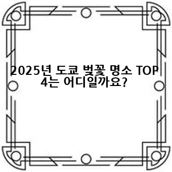 2025년 도쿄 벚꽃 명소 TOP 4는 어디일까요?