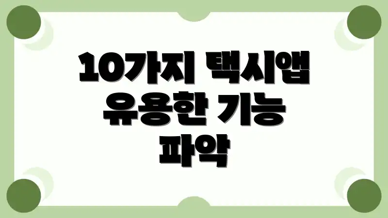 10가지 택시앱 유용한 기능 파악