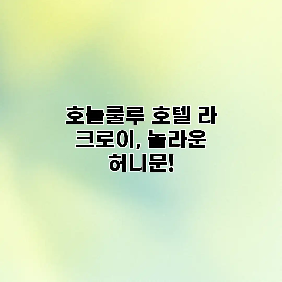 호놀룰루 호텔 라 크로이, 놀라운 허니문!